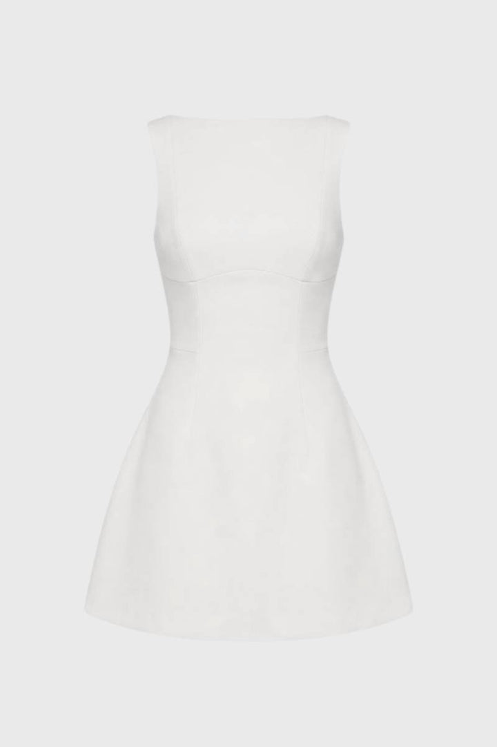 Nina | Mouwloze A-Lijn Mini Jurk met Boothals