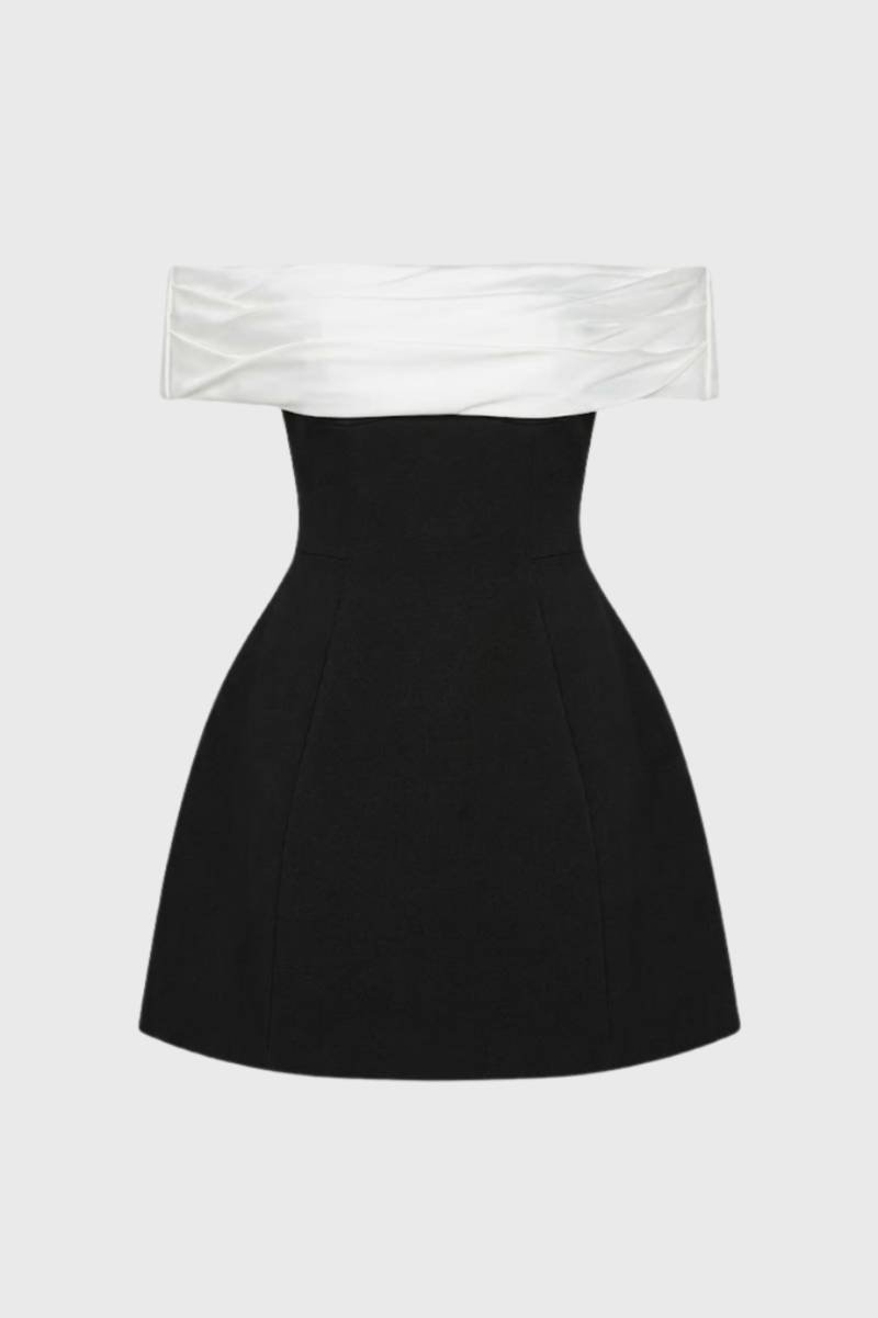 Zoë | Off-Shoulder Mini Jurk met Contrast Detail