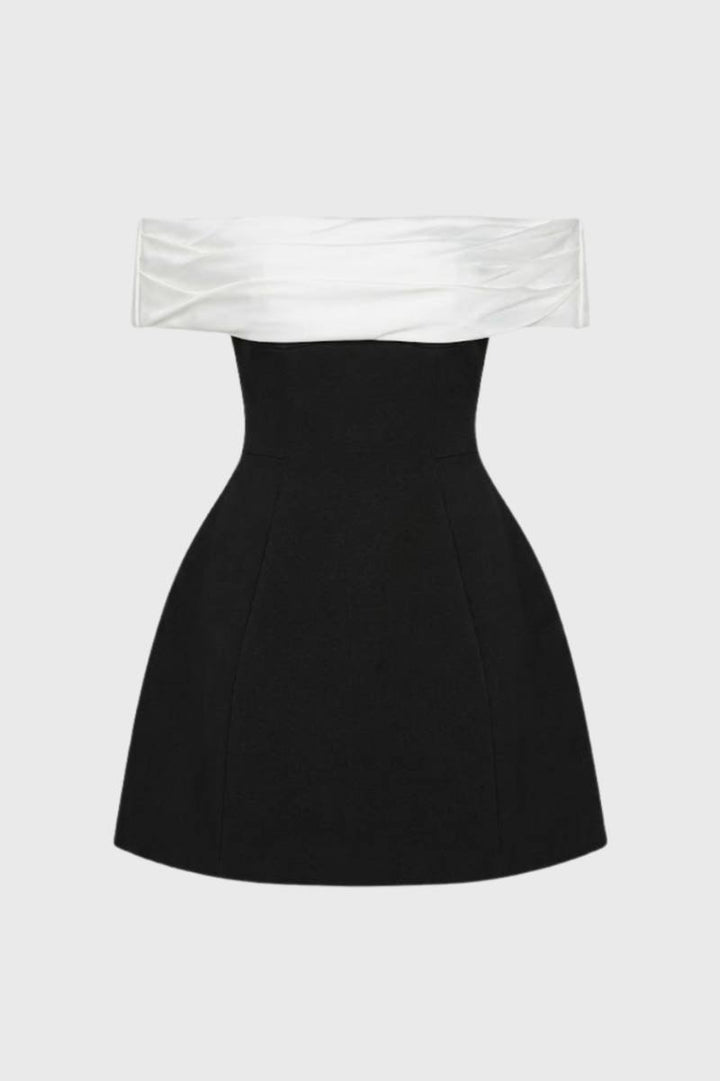 Zoë | Off-Shoulder Mini Jurk met Contrast Detail