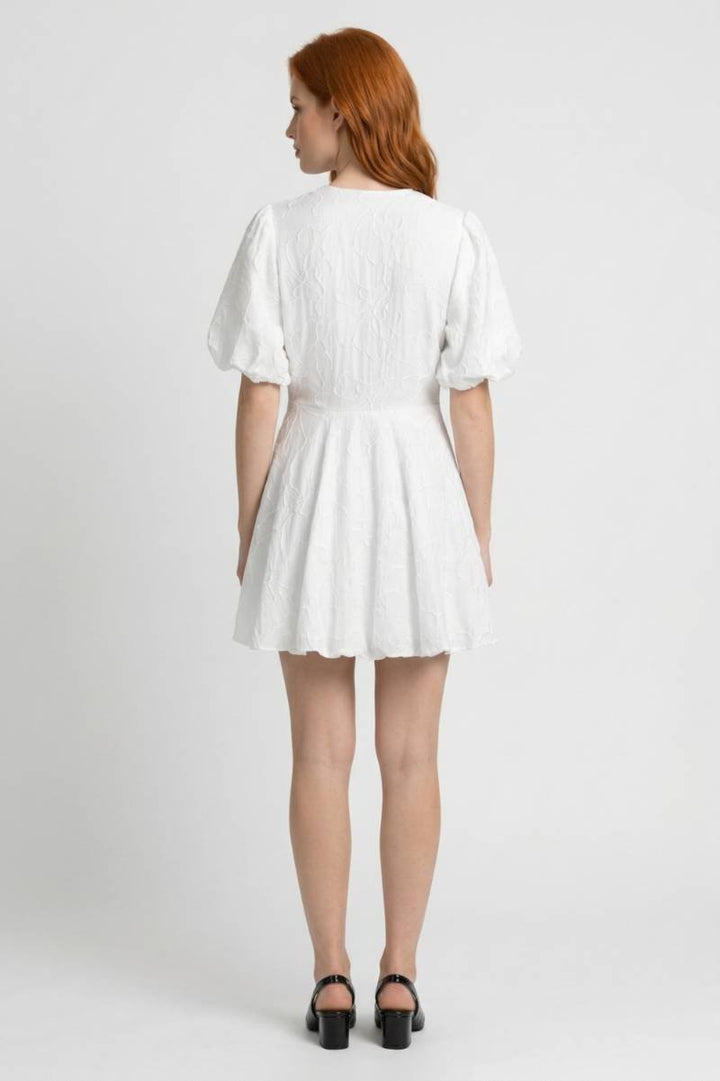 Isla | Broderie Mini Jurk met Pofmouwen