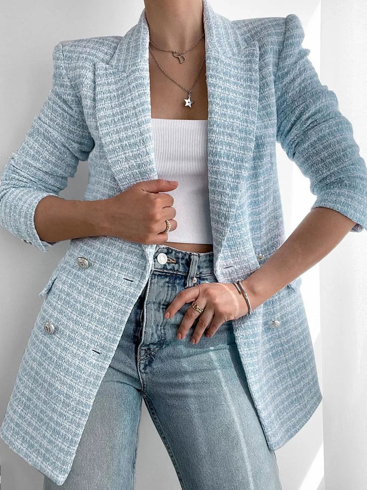 Nina | Tweed Blazer met Double Breasted Sluiting