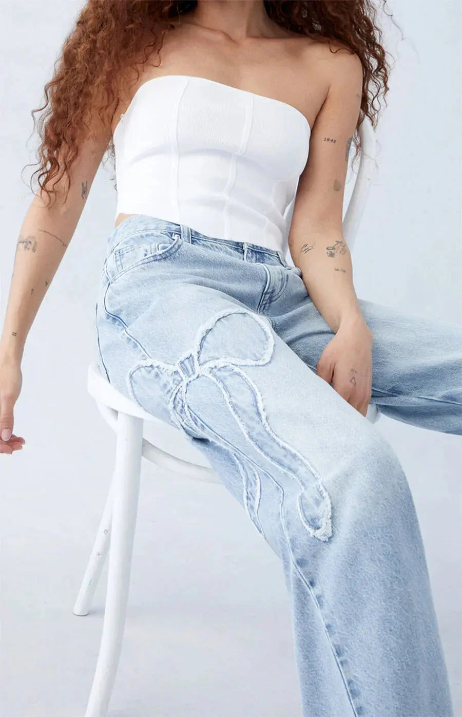 Luna | Wide Leg Jeans met Strikdetail