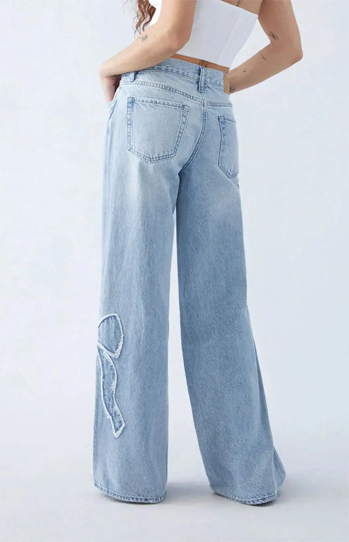 Luna | Wide Leg Jeans met Strikdetail
