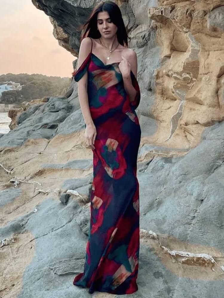 Ziva | Maxi Jurk met Artistieke Print