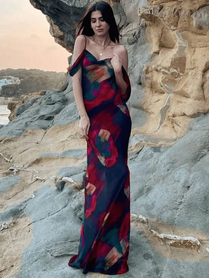 Ziva | Maxi Jurk met Artistieke Print