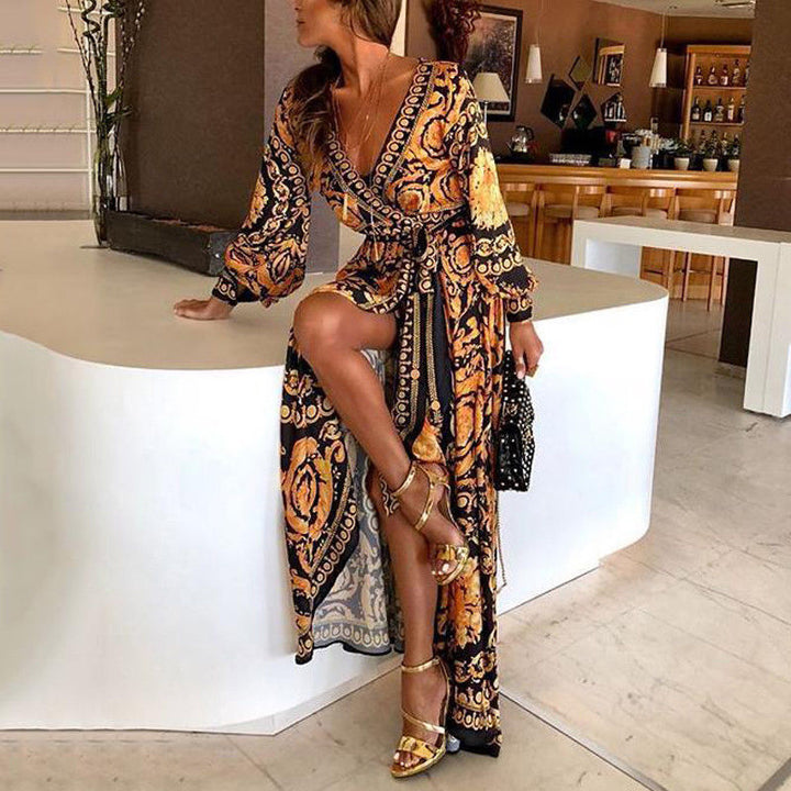 Cara | Bohemian Maxi Wikkeljurk met Print